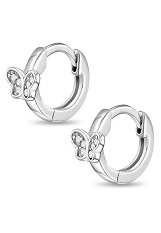 lovely silver butterfly clear cubic zirconia birthstone baby earrings